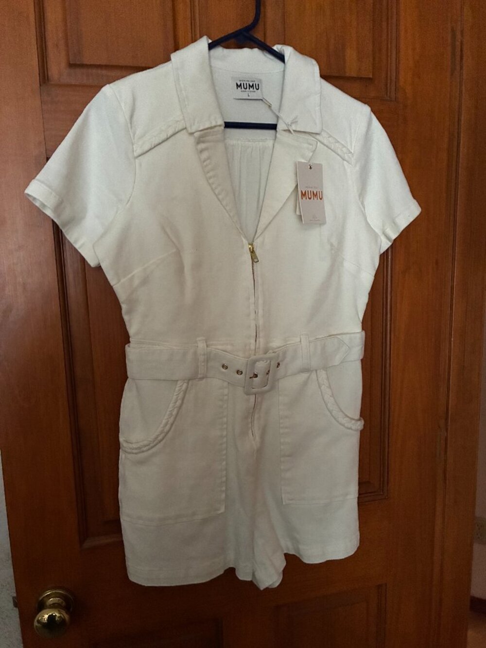Show Me Your Mumu  Outlaw Romper, Pearly White, Size Large